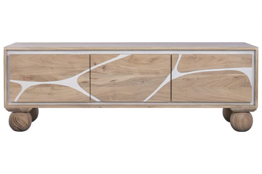 Komoda drewniana RTV Japandi Modern na nogach kulach