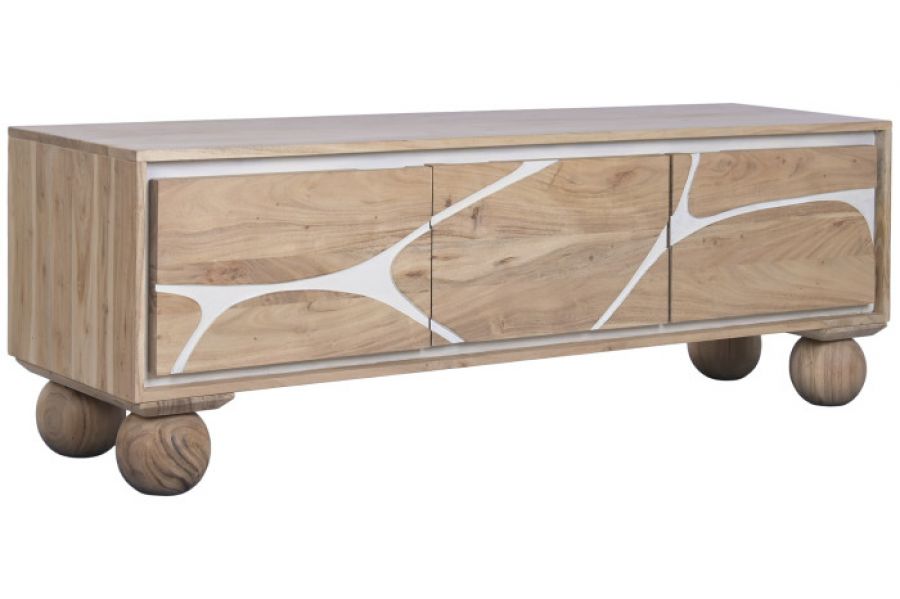 Komoda drewniana RTV Japandi Modern na nogach kulach