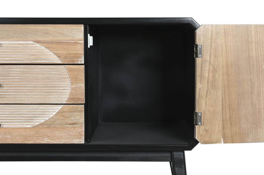 Komoda drewniana RTV Retro round czarna - Item International