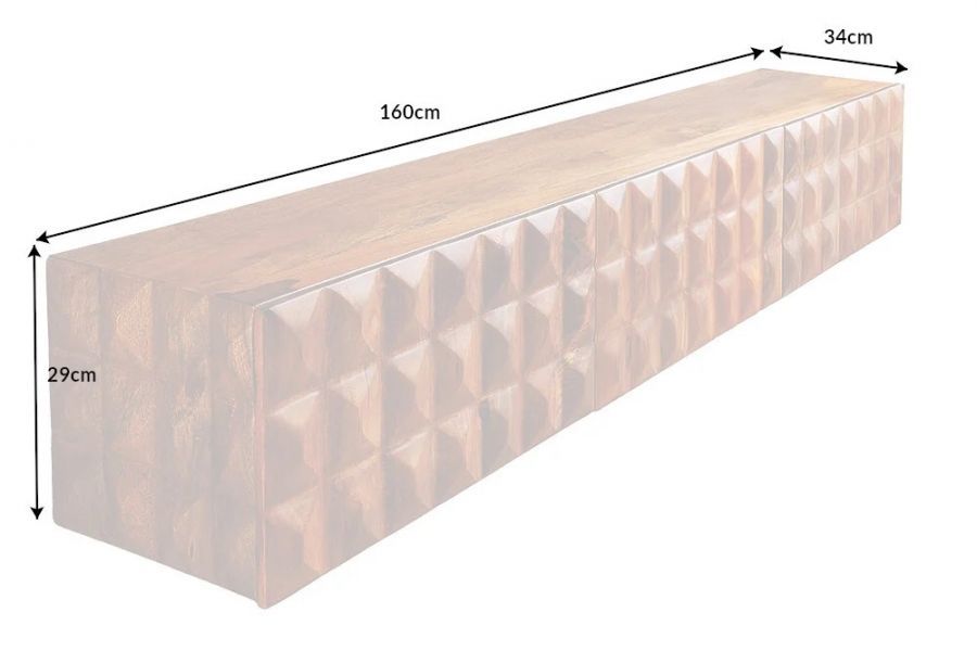 Komoda drewniana RTV Vulcano drewno mango 160 cm - Invicta Interior