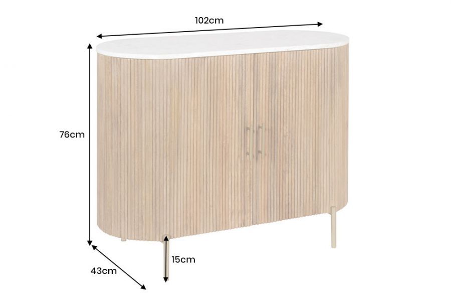Komoda drewniana Tres Chic marmurowy blat 102 cm - Invicta Interior