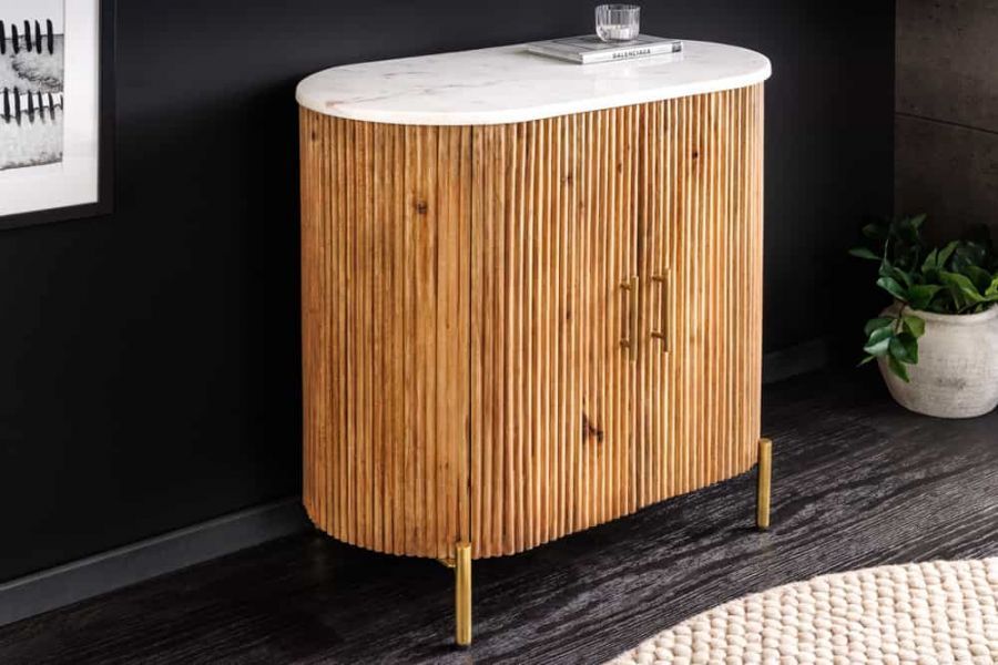 Komoda drewniana Tres Chic marmurowy blat 70 cm - Invicta Interior