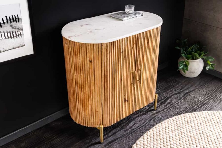 Komoda drewniana Tres Chic marmurowy blat 70 cm - Invicta Interior