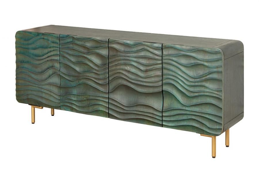 Komoda drewniana Wave Lagoon 160 cm drewno mango turkusowa  - Item International