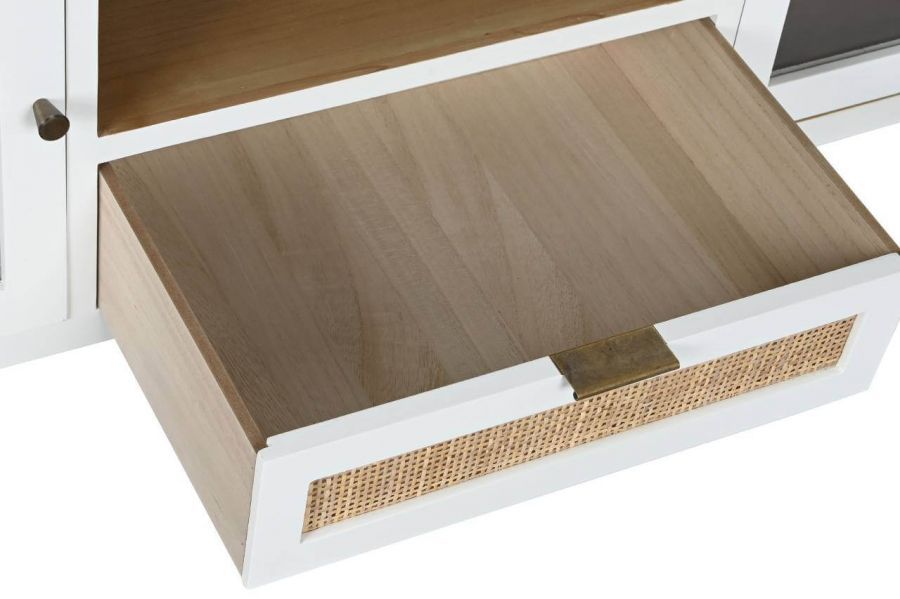 Komoda drewniana Windows biała z plecionką wiedeńską RTV - Item International