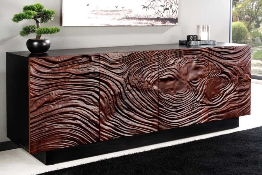 Komoda Fluid 175 cm brązowa z drewna akacjowego  - Invicta Interior