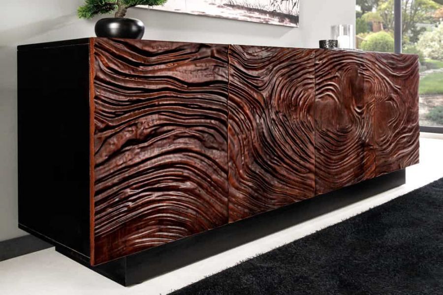 Komoda Fluid 175 cm brązowa z drewna akacjowego  - Invicta Interior
