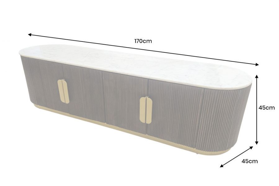 Komoda Gatsby drewno mango 170 cm biały marmur - Invicta Interior