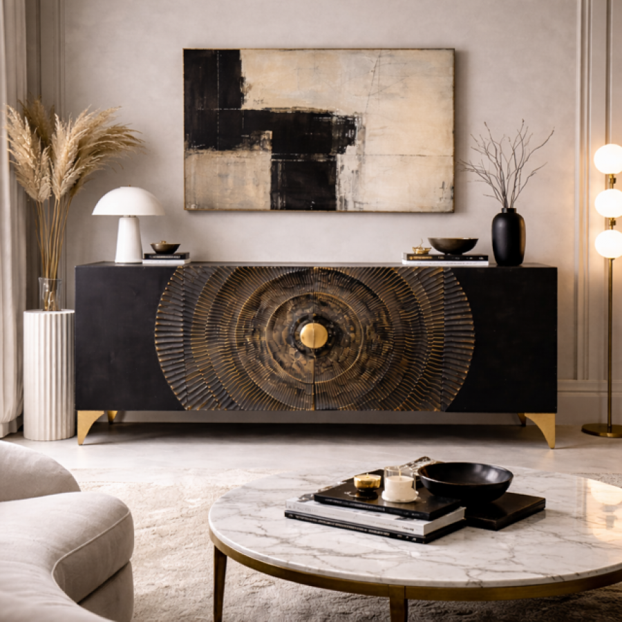 Komoda Golden Sunset drewniana mango - Invicta Interior