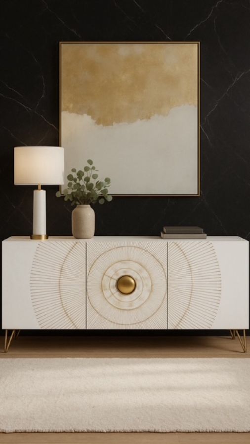 Komoda Golden Sunset drewniana mango biała  - Item International