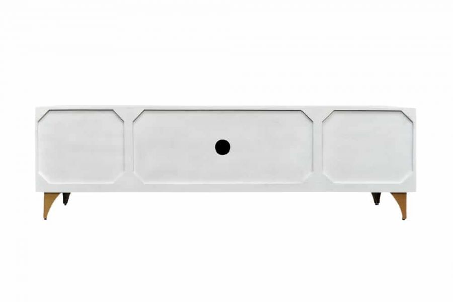 Komoda Golden Sunset drewniana mango biała RTV pod TV 180 cm  - Invicta Interior