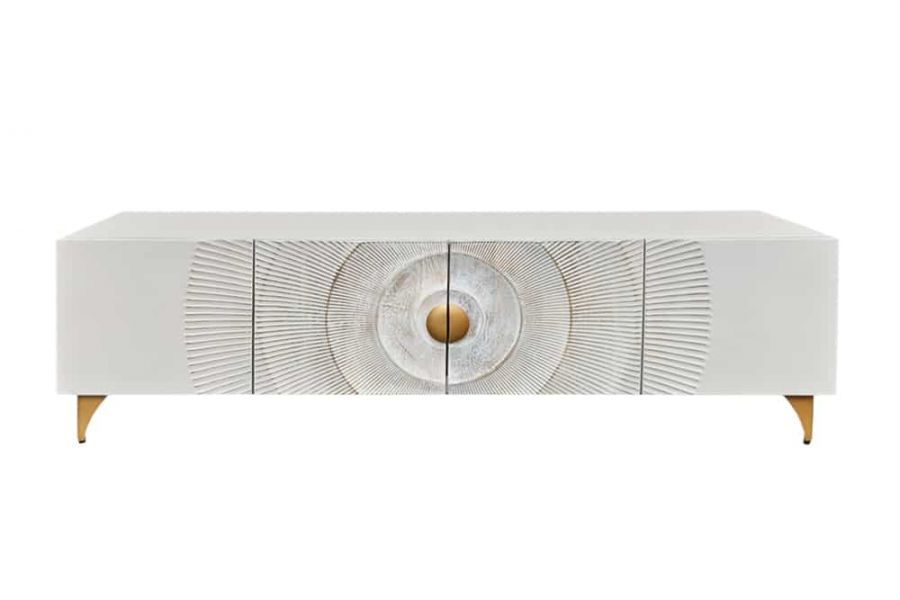 Komoda Golden Sunset drewniana mango biała RTV pod TV 180 cm  - Invicta Interior