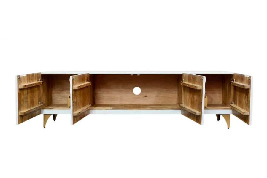 Komoda Golden Sunset drewniana mango biała RTV pod TV 180 cm  - Invicta Interior