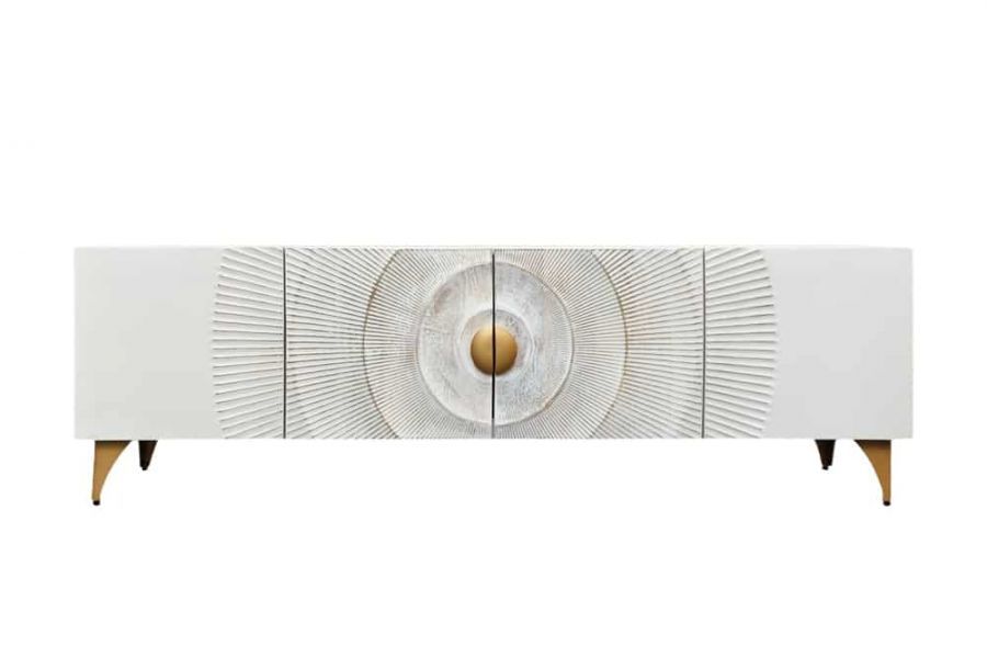 Komoda Golden Sunset drewniana mango biała RTV pod TV 180 cm  - Invicta Interior