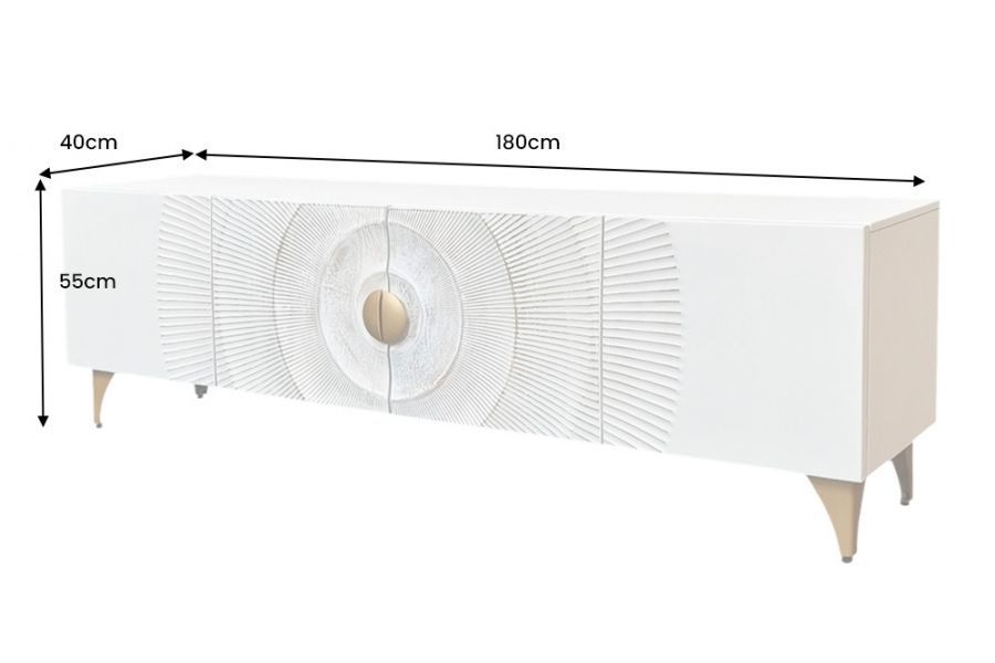 Komoda Golden Sunset drewniana mango biała RTV pod TV 180 cm  - Invicta Interior