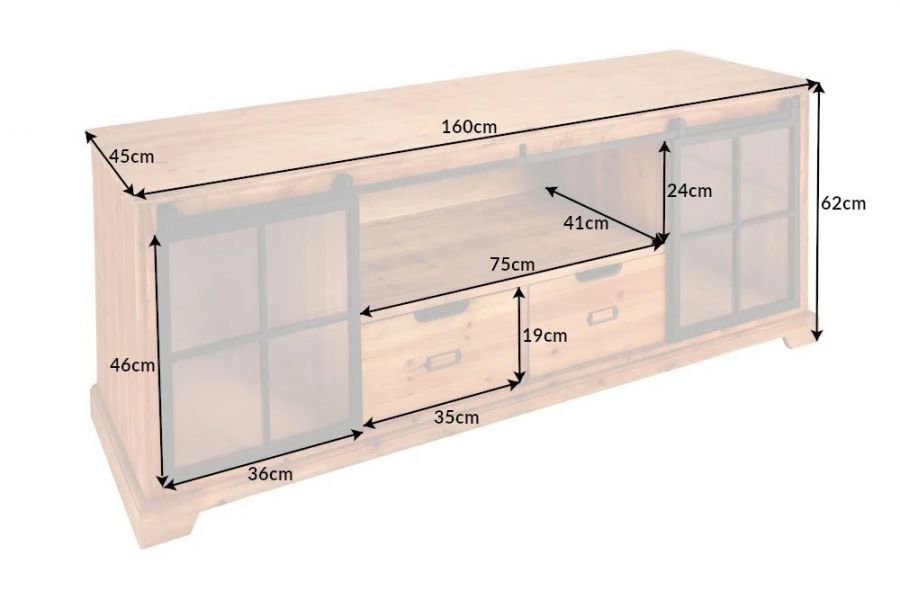 Komoda Heritage Seven Seas RTV pod TV drewniana 160 cm - Invicta Interior