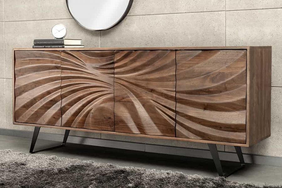 Komoda Hurricane drewno akacjowe brązowa 175 cm  - Invicta Interior