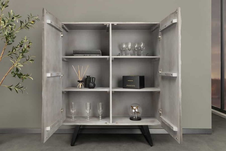 Komoda Hurricane drewno akacjowe szara 120 cm - Invicta Interior