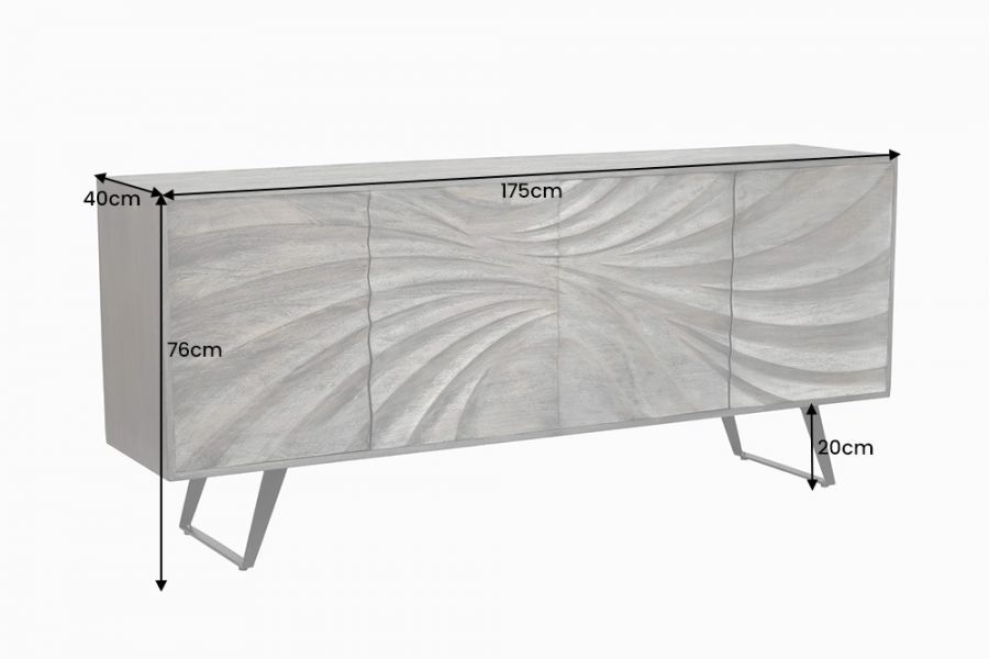 Komoda Hurricane drewno akacjowe szara 175 cm  - Invicta Interior