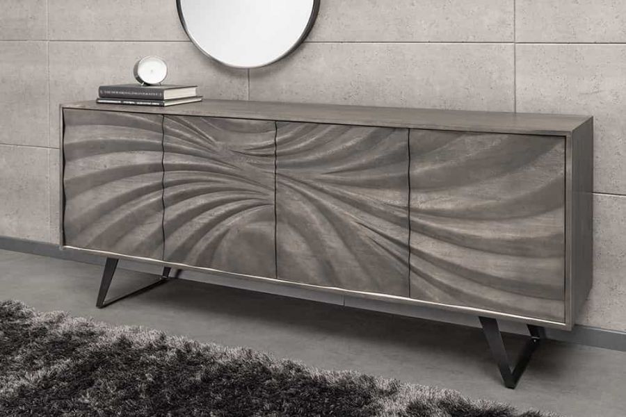 Komoda Hurricane drewno akacjowe szara 175 cm  - Invicta Interior