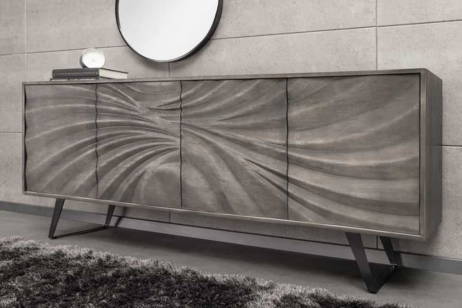 Komoda Hurricane drewno akacjowe szara 175 cm  - Invicta Interior