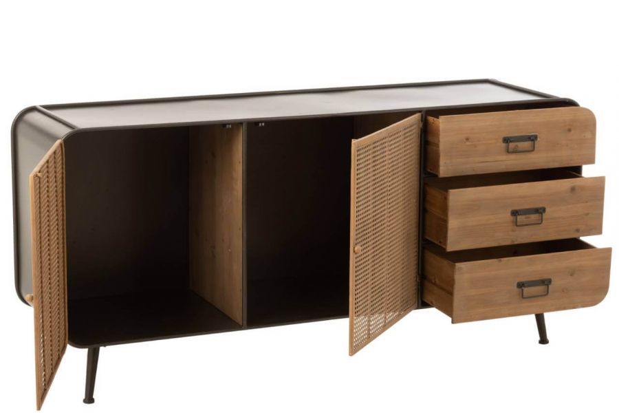 Komoda industrialna Vintage II z plecionką wiedeńską  - J-Line