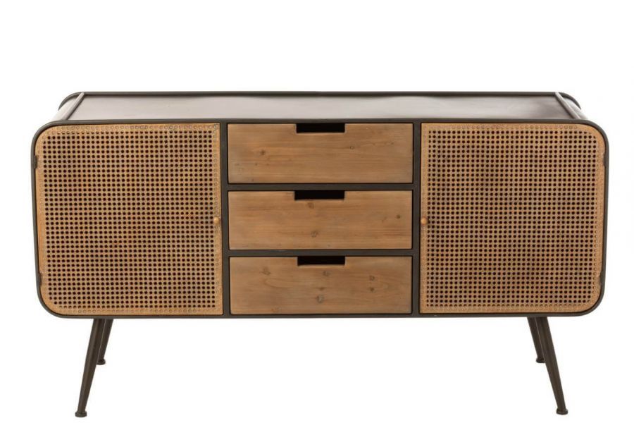 Komoda industrialna Vintage z plecionką wiedeńską  - J-Line