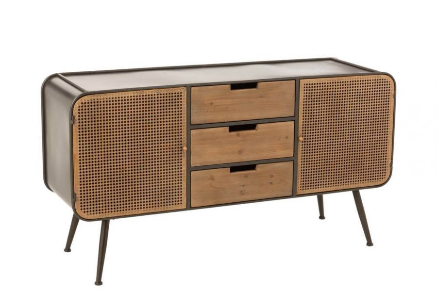 Komoda industrialna Vintage z plecionką wiedeńską  - J-Line