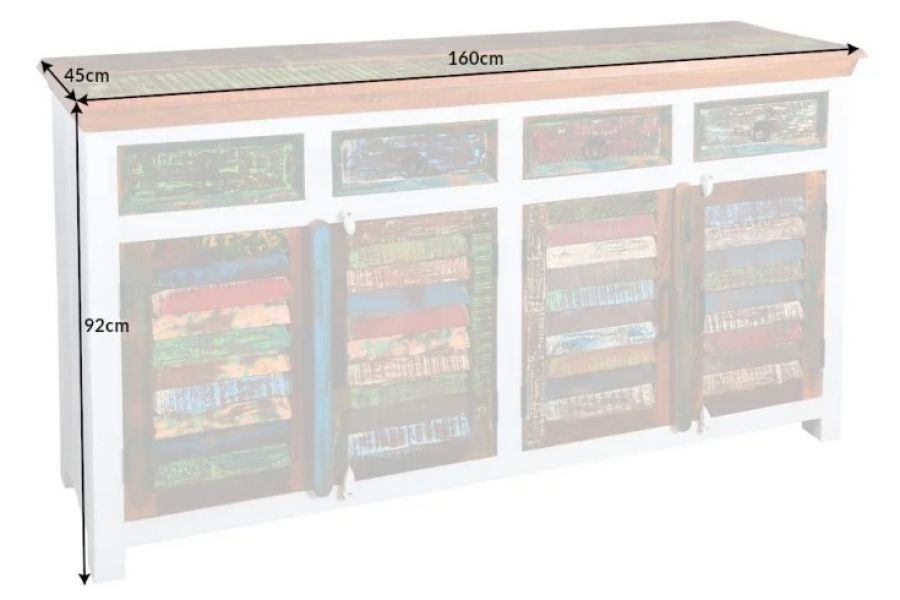 Komoda Jakarta drewno recyklingowane biała 160 cm - Invicta Interior