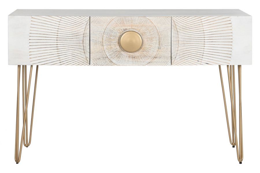 Komoda konsola Golden Sunset drewniana mango biała - Item International