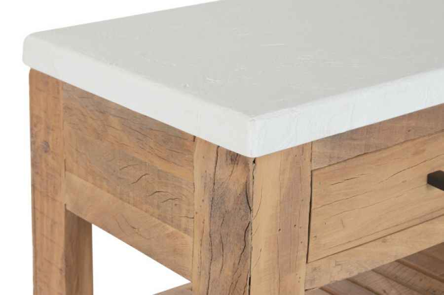 Komoda kuchenna wyspa Santorini wood drewniana biała