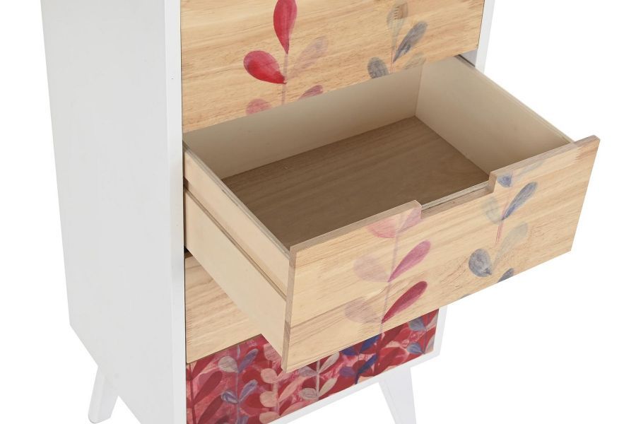 Komoda Leaves Twigs biała słupek 4 szuflady - Item International