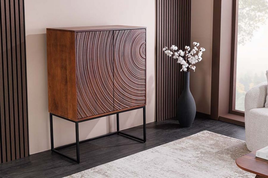 Komoda Orbit 3D 120 cm drewno mango brązowa - Invicta Interior