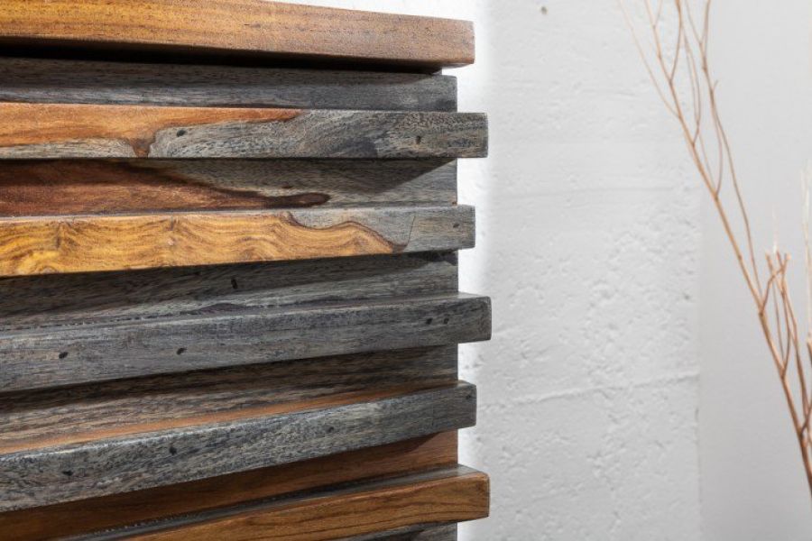 Komoda Relief drewno sheesham przydymione szare - Invicta Interior