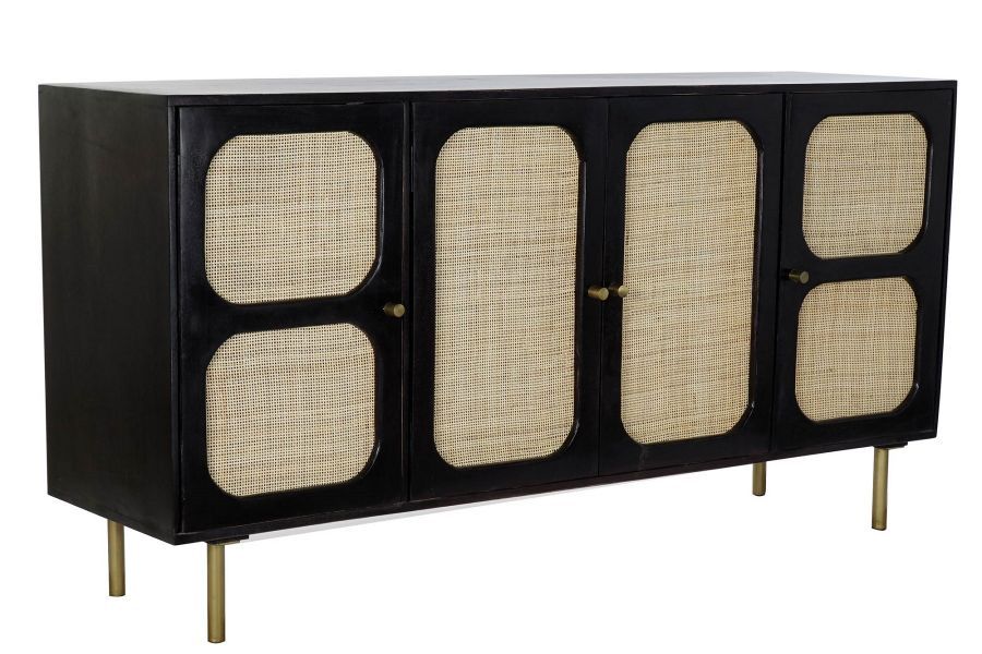 Komoda Retro rattanowa drewno mango Squares czarna - Item International