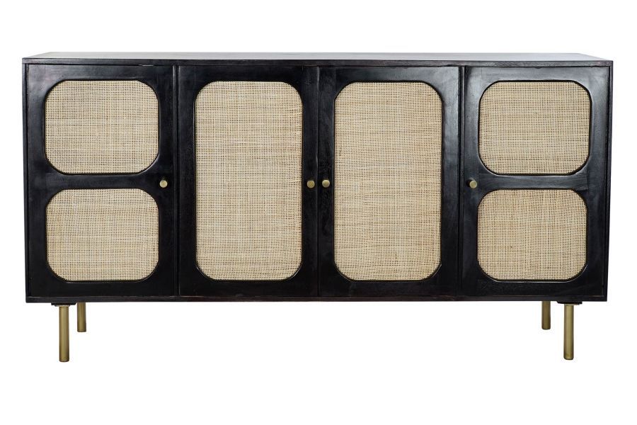 Komoda Retro rattanowa drewno mango Squares czarna - Item International