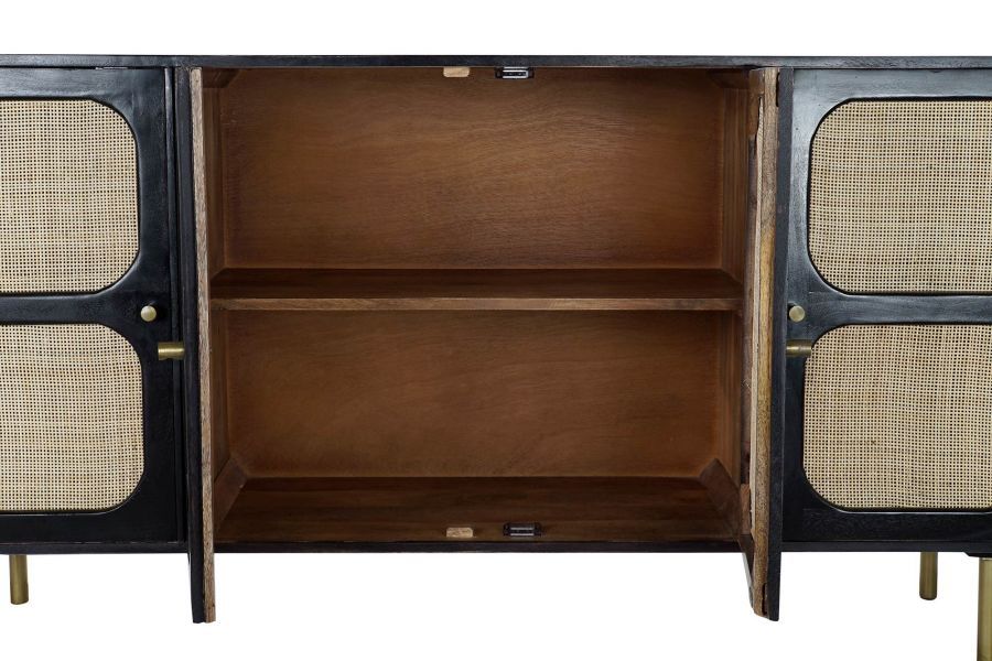 Komoda Retro rattanowa drewno mango Squares czarna - Item International