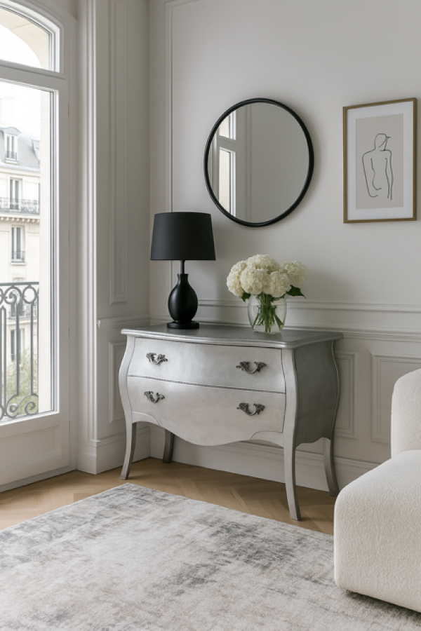 Komoda Romantic Leaf big srebrna