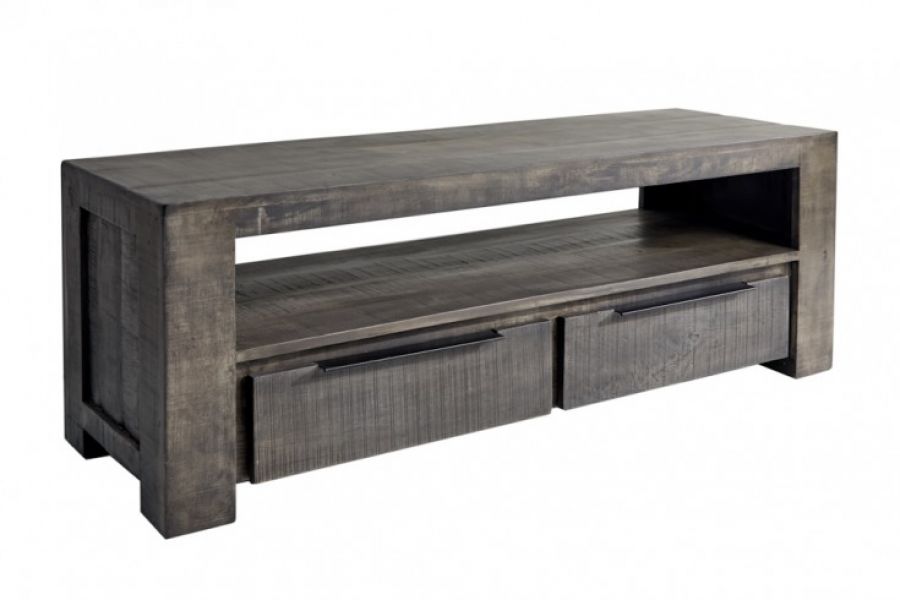 Komoda RTV pod TV Iron Craft drewniana mango szara - Invicta Interior