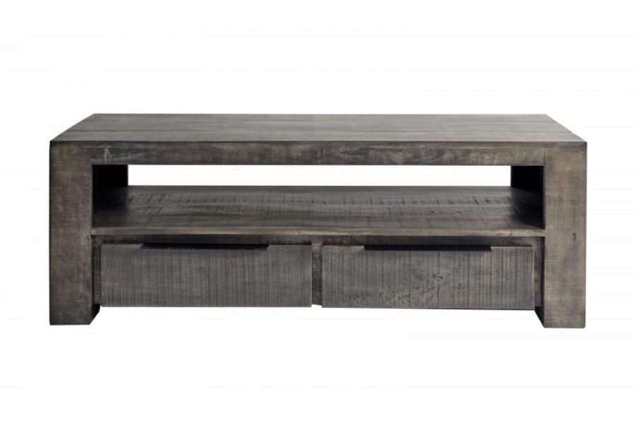 Komoda RTV pod TV Iron Craft drewniana mango szara - Invicta Interior