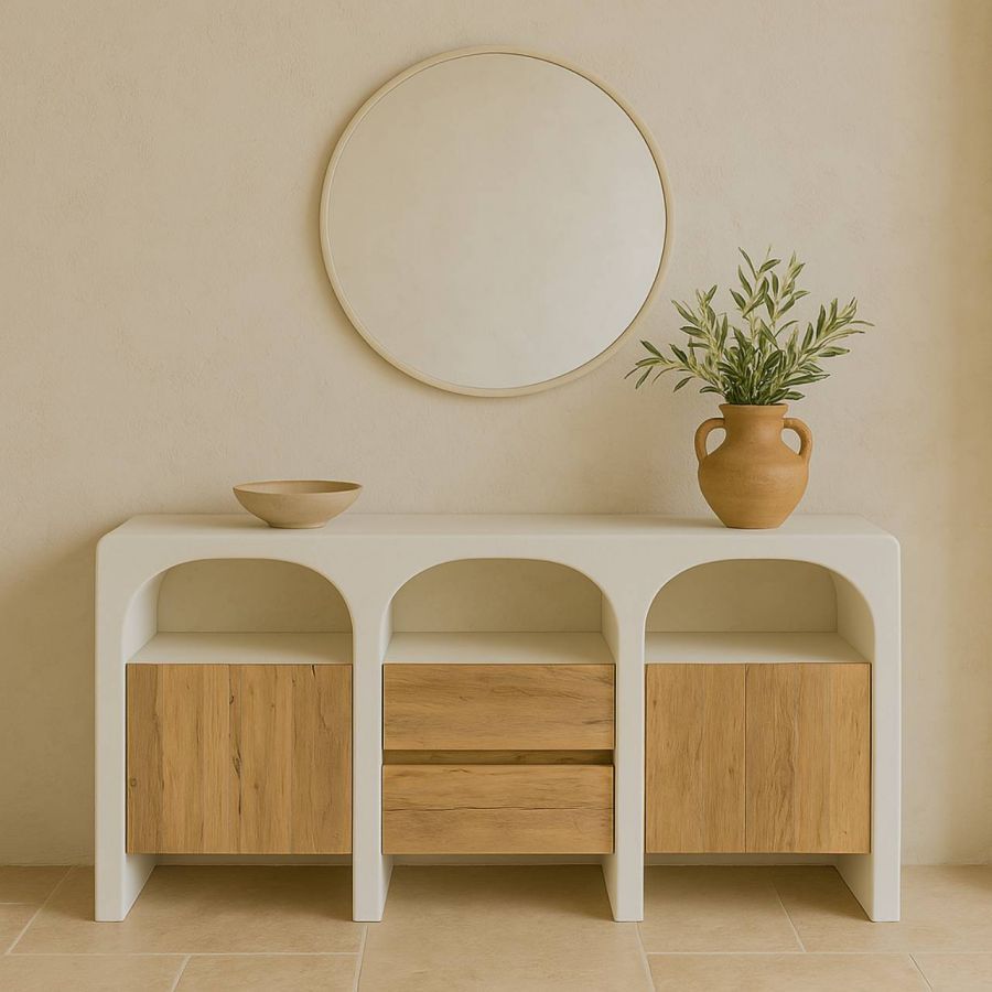 Komoda Santorini wood drewniana biała 160 cm - Item International