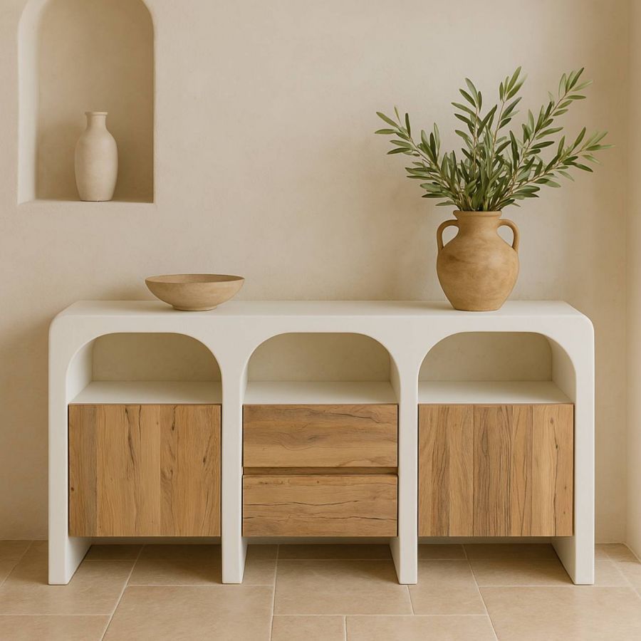 Komoda Santorini wood drewniana biała 160 cm - Item International