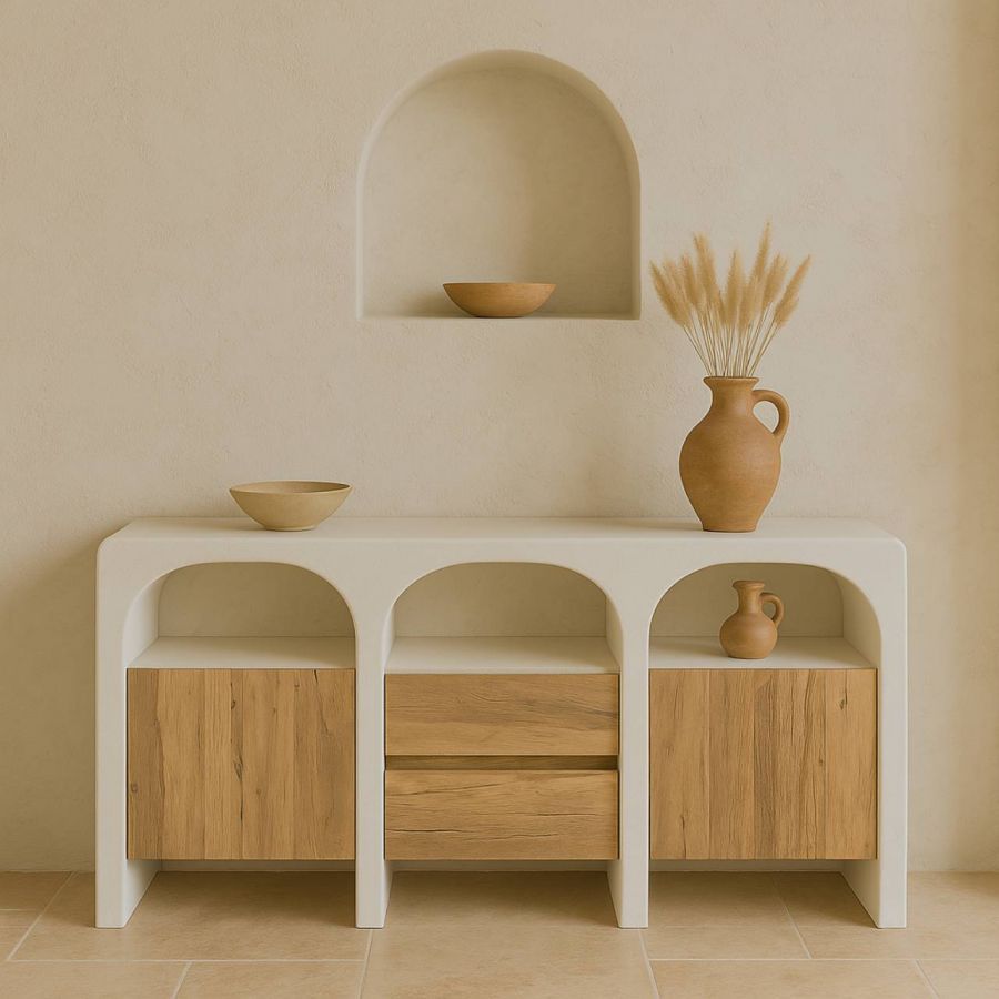 Komoda Santorini wood drewniana biała 160 cm - Item International