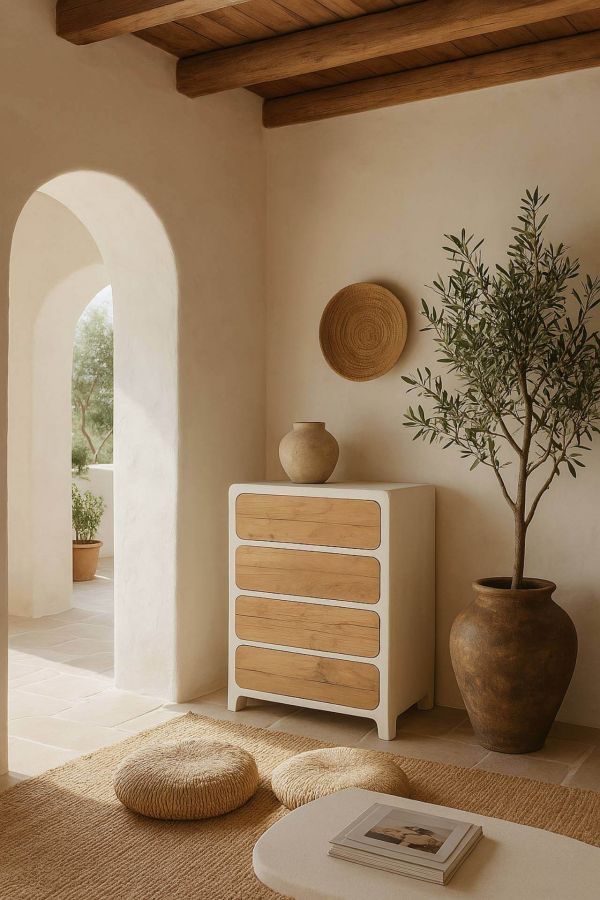 Komoda Santorini wood drewniana biała 4 szuflady - Item International
