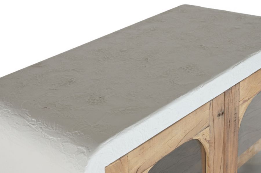 Komoda Santorini wood drewniana witryna biała 