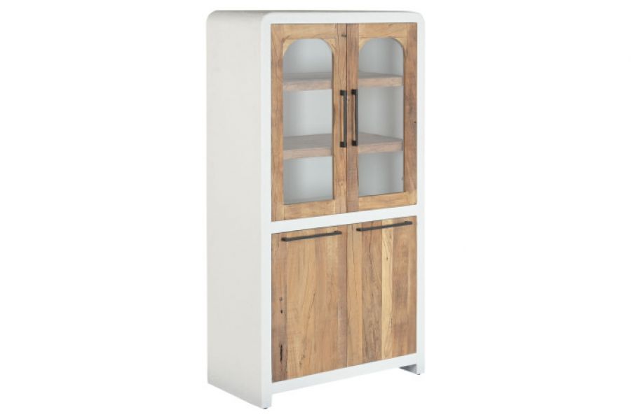 Komoda Santorini wood drewniana witryna biała 