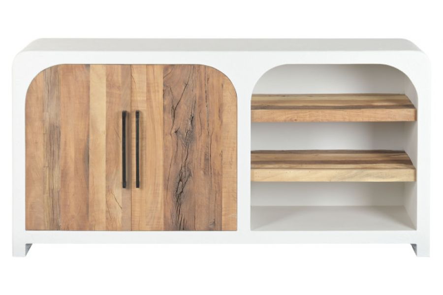 Komoda Santorini wood drewniana witryna biała 