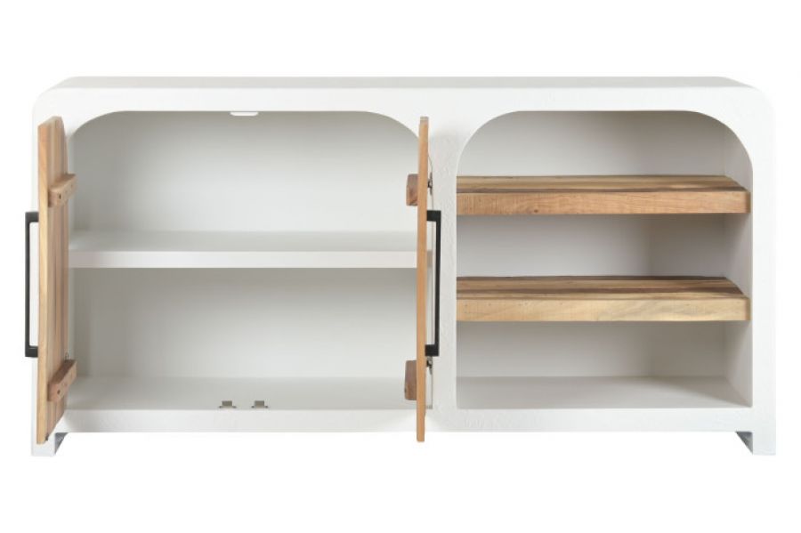 Komoda Santorini wood drewniana witryna biała 