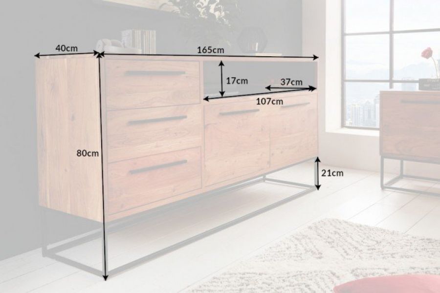  Komoda Straight 165cm drewniana - Invicta Interior