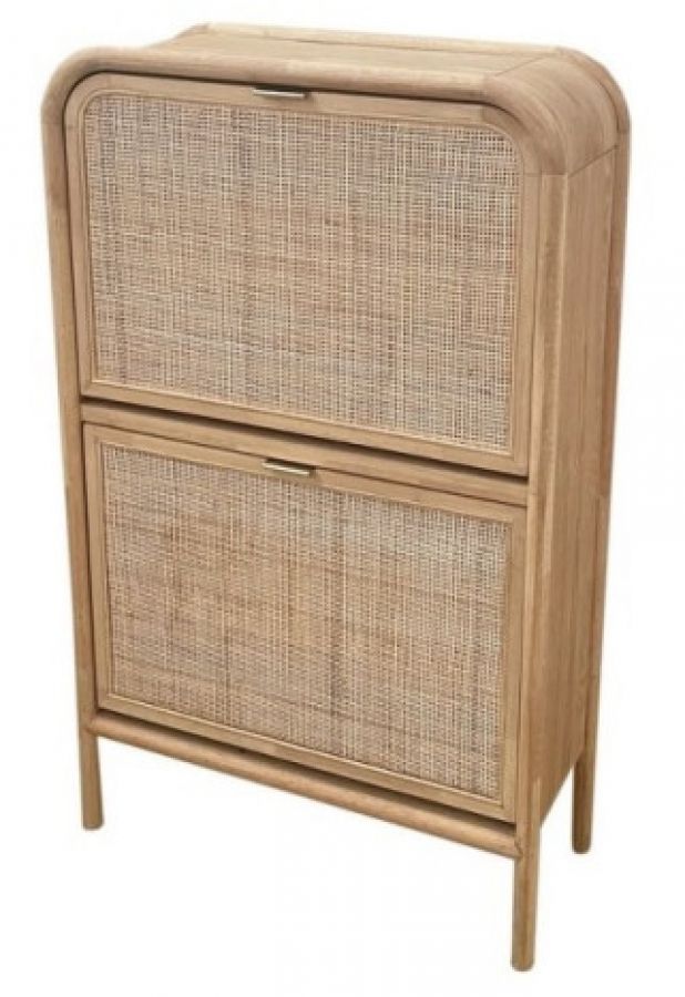 Komoda szafka na buty Boho Luxury z rattanu i drewna - Item International
